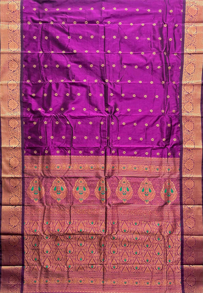 Floral Design Work Purple Wine Mohini Silk Saree