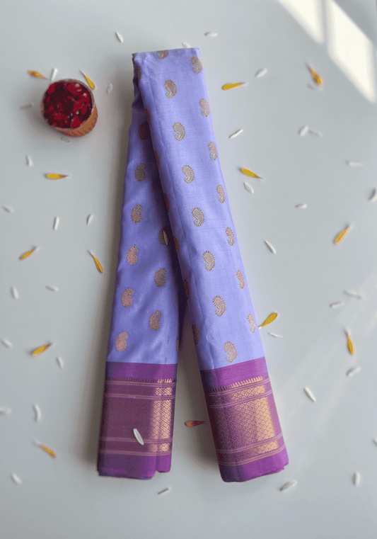 Pure Silk Handloom Lavender Maharani Paithani Saree