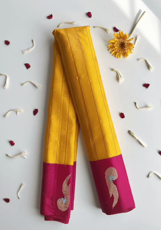 Pure Pattu Yellow Handloom Silk Saree